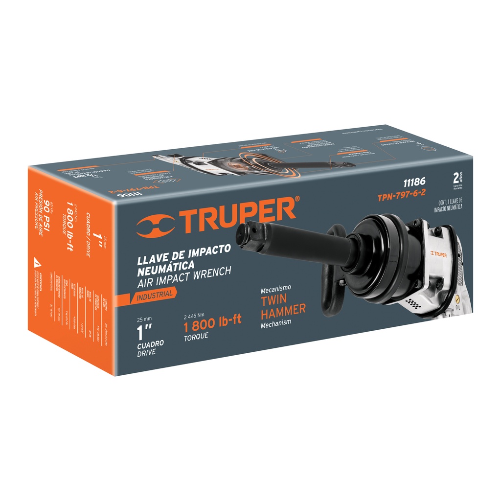 AIR IMPACT WRENCH 1" 1800LB-FT 11186 TRUPER