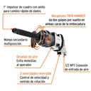 AIR IMPACT WRENCH 1" 1800LB-FT 11186 TRUPER
