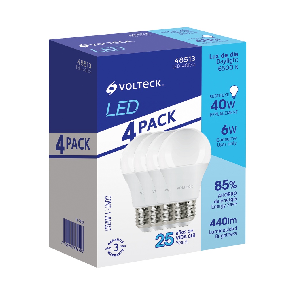 AMPOULE LED 6W D.L PK/4 VOLTECK 48513