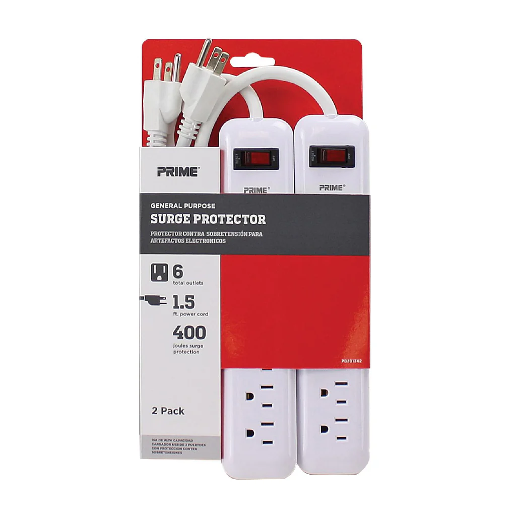 MULTIPRISE 1.5 FT 6 OUT PK/2 PRIME PB2013X2
