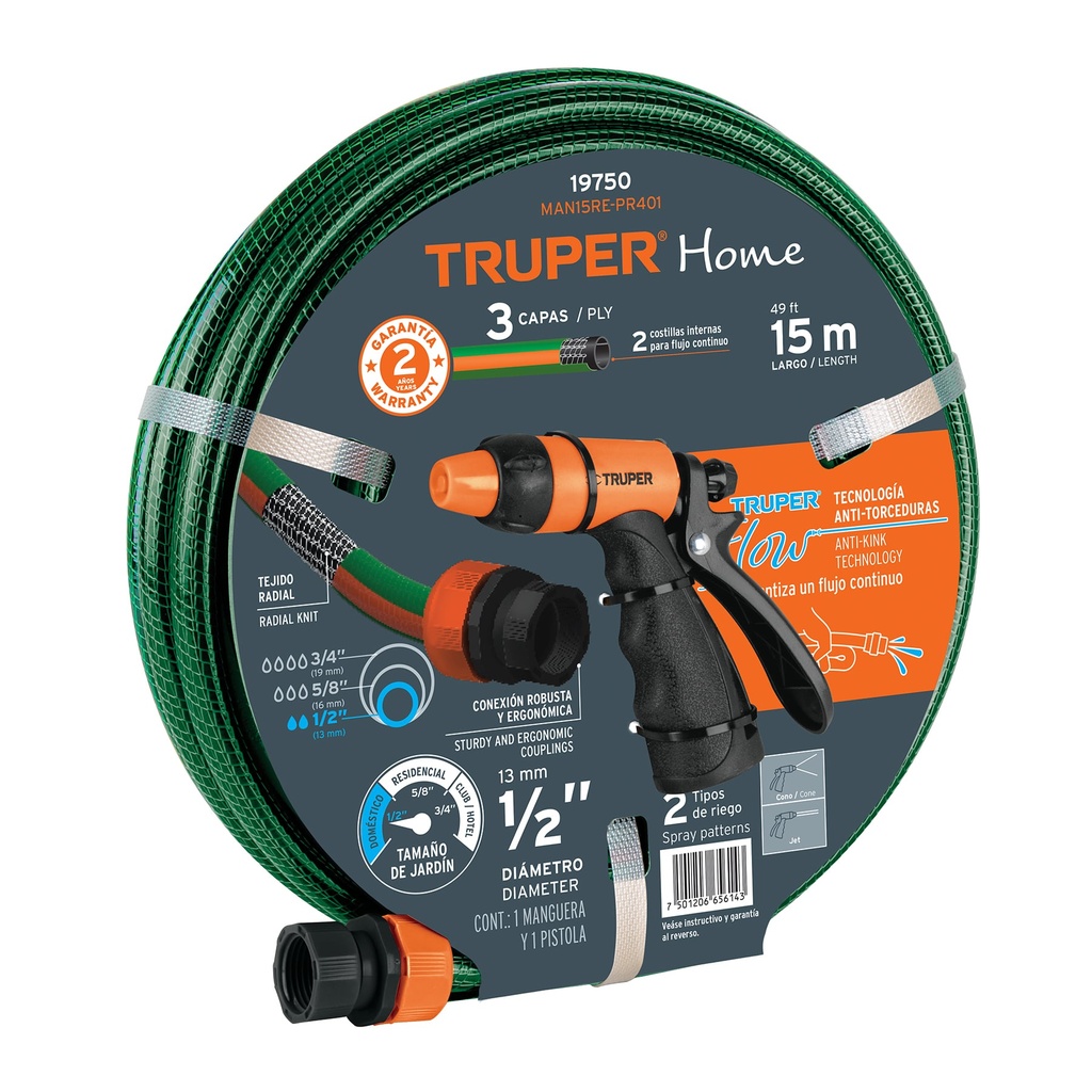 TUYAUX ARROSAGE 1/2 49FT TRUPER 19750