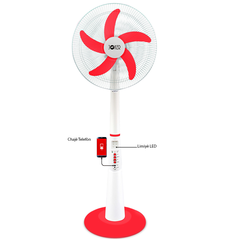 VENTILATEUR JOKER 16" RECHARG. +PANNEAU 6666