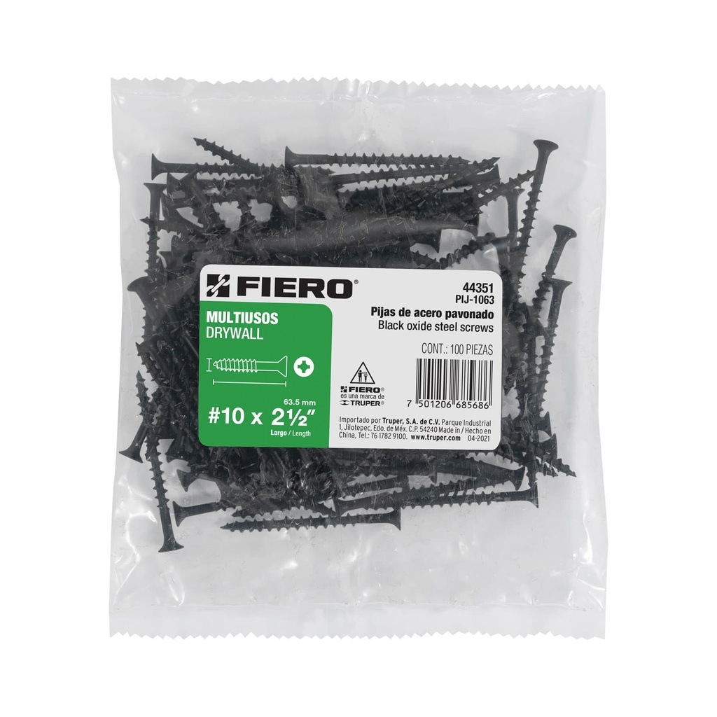 VIS DRYWALL SCREWS #10X2-1/2" BX/100 44351