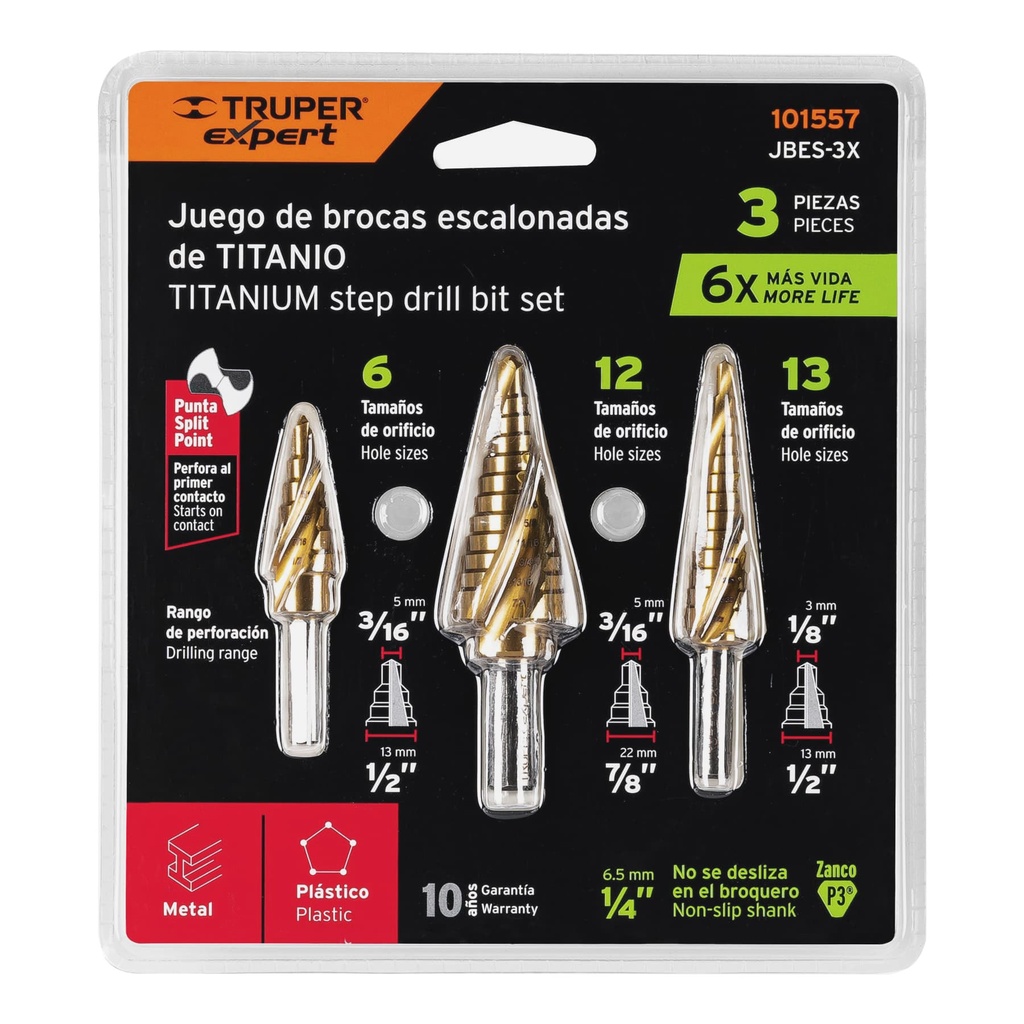 DRILL BIT SET 3PCS TITANIUM TRUPER 101557