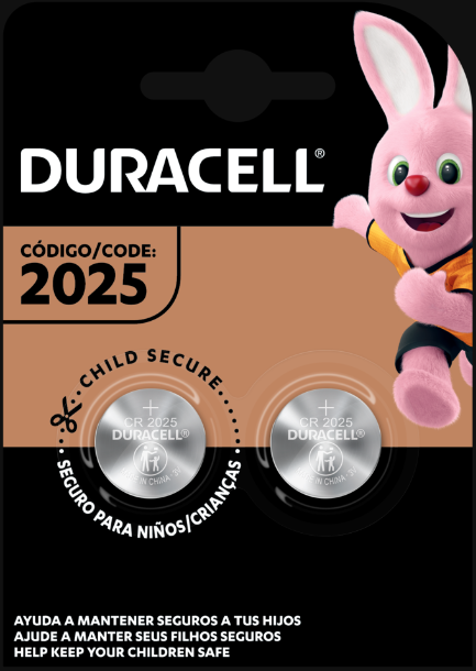PILE DURACELL 3V PK/2 LITHIUM CR2025 / 1026286