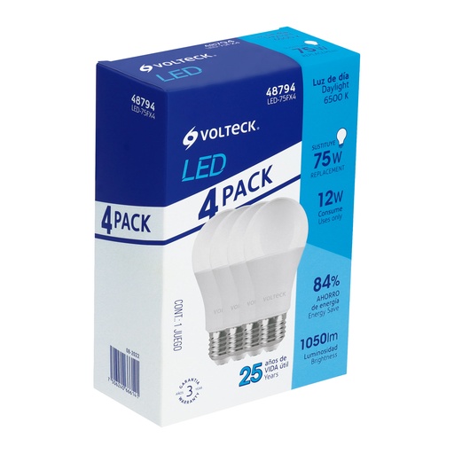 [7506240666141] AMPOULE 12W DL PK/4 VOLTECK 48794