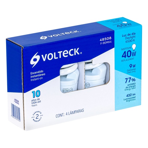 [7506240625322] AMPOULE SPIRAL 9W D.L PK/4 VOLTECK 48508