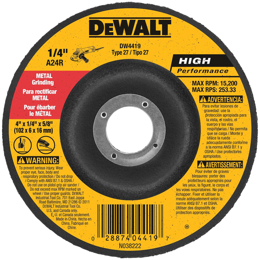 [028874044197] LAME GRINDER DEWALT 4-1/4" DW4419