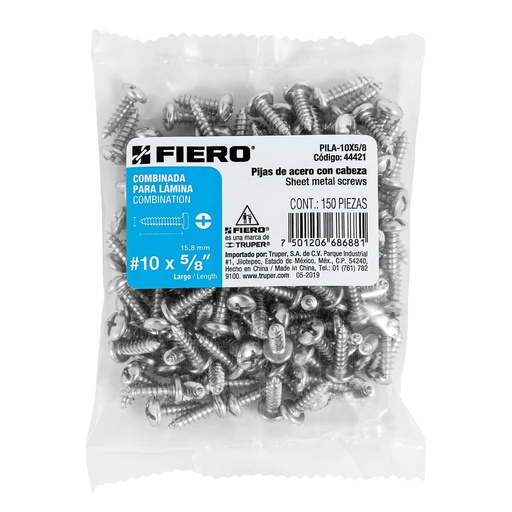 [7501206686881] VIS SHEET METAL SCREWS #10X5/8 " BX/150 44421