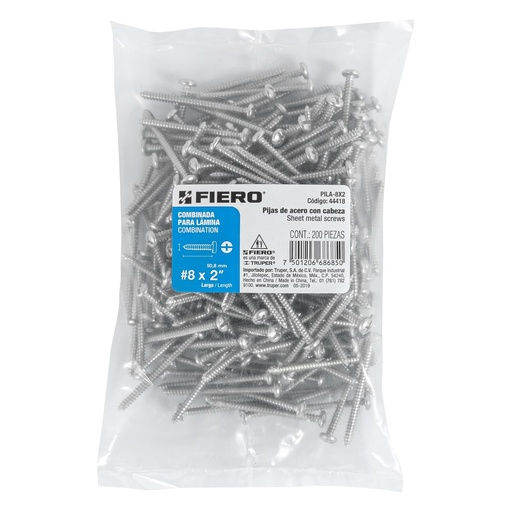 [7501206686850] VIS SHEET METAL SCREWS #8X2" B X/200 44418