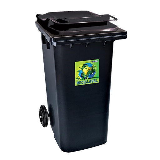 [7908439802321] POUBELLE NOIR 120L +ROUE ARQPLAST CF120PT
