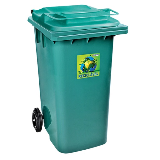 [7898919089956] POUBELLE VERTE 120L + ROUE ARQPLAST CF120VR